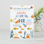 Vist 1st Birthday Boy O-fish-ally Kaart (Staand voorkant)