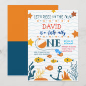 Vist 1st Birthday Boy O-fish-ally Kaart (Voorkant / Achterkant)