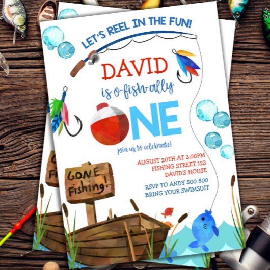 Vist 1st Birthday Boy O-fish-ally Kaart