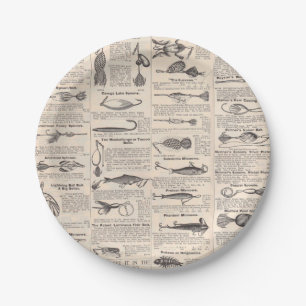  Vist: Antiek visser uit de jaren 1900 Papieren Bordje