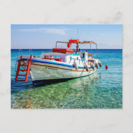 Vist Boat op het superparadijsstrand. Briefkaart