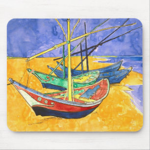 Vist Boats Beach Saintes-Maries Van Gogh Fine Muismat