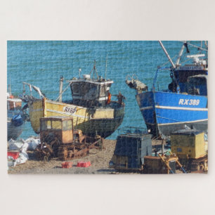 Vist Boats bij Hastings Sussex Jigzaag Puzzle Legpuzzel