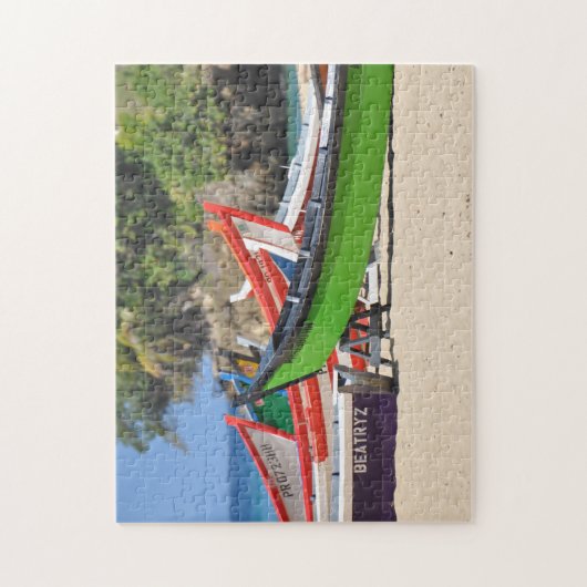 Vist Boats op een strand van Puerto Rico. Legpuzzel (Verticaal)