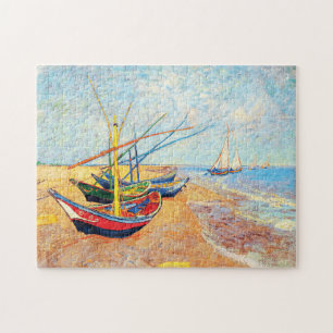 Vist Boats op het strand bij Saintes-Maries Legpuzzel
