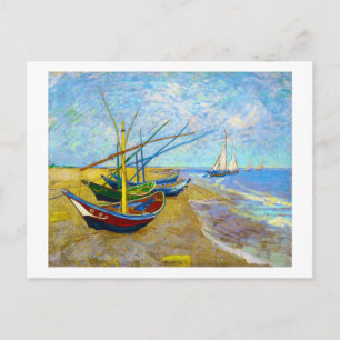 Vist Boats op het strand door Vincent Van Gogh Briefkaart