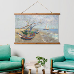 Vist Boats op het strand door Vincent Van Gogh Hangend Wandkleed