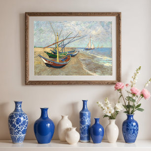 Vist Boats op het strand door Vincent Van Gogh Poster