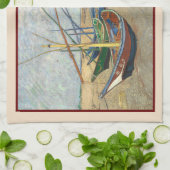 Vist Boats op het strand door Vincent Van Gogh Theedoek (Gevouwen)