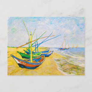 Vist Boats op strand bij Saintes-Mariesf Briefkaart