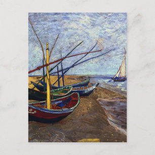 Vist Boats op strand Briefkaart
