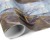 Vist Boats op strand Cadeaupapier (Rol Hoek)