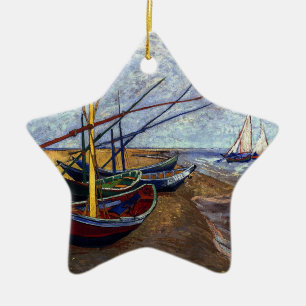 Vist Boats op strand Keramisch Ornament