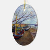 Vist Boats op strand Keramisch Ornament (Links)