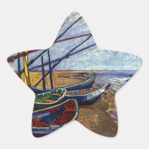 Vist Boats op strand Ster Sticker