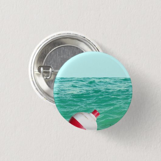 Vist Bobber in water Ronde Button 3,2 Cm (Voorkant /achterkant)