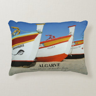 Vist boten op Algarve's Beach Foto Accent Kussen
