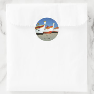 Vist boten op Algarve's Beach Foto Ronde Sticker