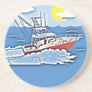 Vist de boot op de hoge Zeeen Zandsteen Onderzetter