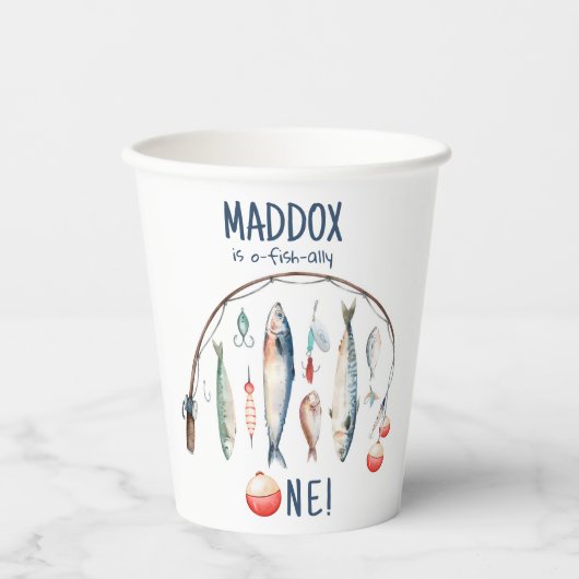 Vist de grote blauwe jongen van de dag papieren bekers (Voorkant)