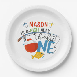 Vist de grote één verjaardagspapier Borden Papieren Bordje