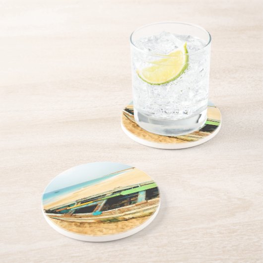 Vist de Verhaal op het strand Zandsteen Onderzetter (Zijkant)