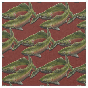 Vist Fabric Coho Salmon Fish Art Fabric Stof