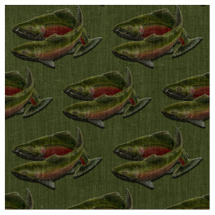 Vist Fabric Coho Salmon Fish Art Fabric Stof