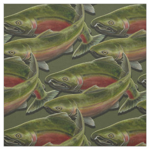 Vist Fabric Coho Salmon Fish Pattern Fabrics Stof