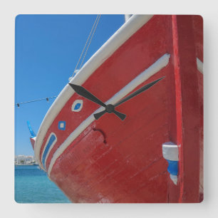 Vist in de haven van Mykonos in Cycladen Vierkante Klok