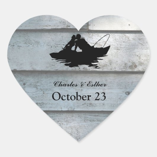  Vist liefhebbers Hout Hart Sticker (Voorkant)