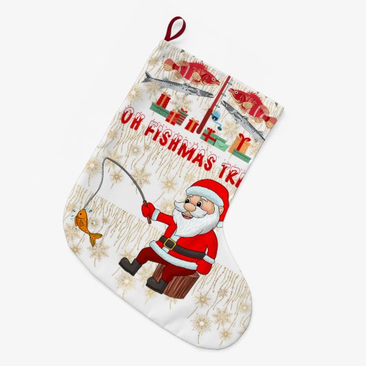 Vist liefhebbers kerst met sinterklaas grote kerstsok (Voorkant (Hangend))