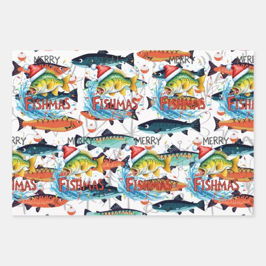 Vist liefhebbers kerst met sinterklaas inpakpapier vel (Voorkant 3)