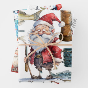 Vist liefhebbers kerst met sinterklaas inpakpapier vel