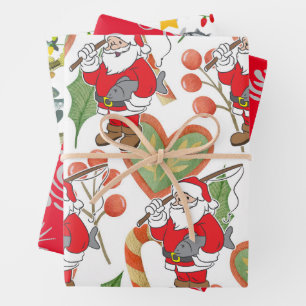 Vist liefhebbers kerst met sinterklaas inpakpapier vel