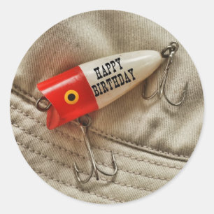 Vist Lure Happy Birthday Ronde Sticker