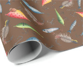 Vist Lures op Dark Brown Cadeaupapier (Rol Hoek)
