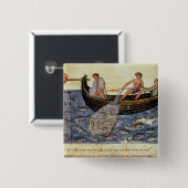 Vist met een net vierkante button 5,1 cm (Voorkant /achterkant)