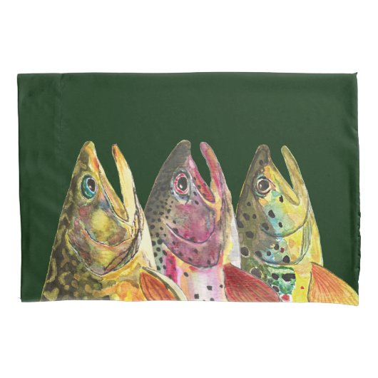 Vist voor Drie Vetforel Kussensloop (Voorkant)