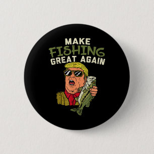 Vist weer geweldig Trump Funny Fisherman Angler G Ronde Button 5,7 Cm