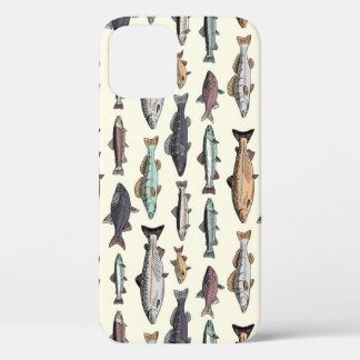  vistekeningen, naadloos patroon. iPhone 12 hoesje