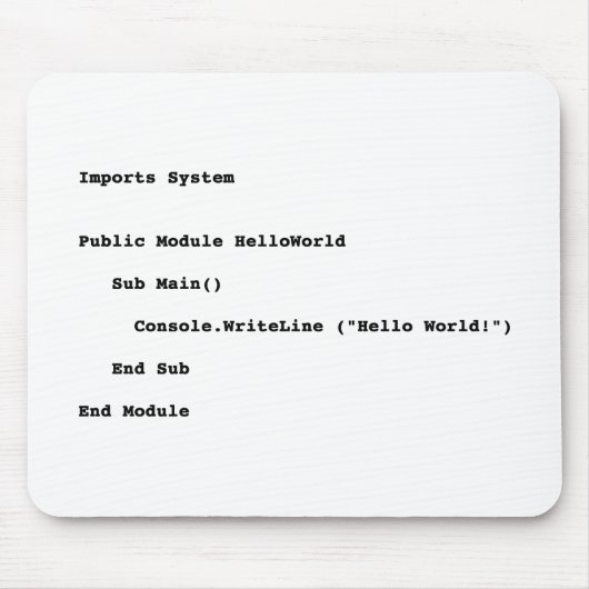 Visual Basic Hallo World Greeting Muismat (Voorkant)
