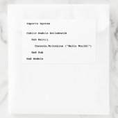 Visual Basic Hallo World Greeting Rechthoekige Sticker (Tas)