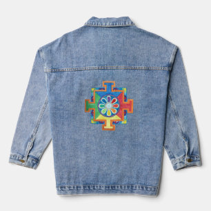 Visual Harmony Mandala van Creatie Waterverf Denim Jacket