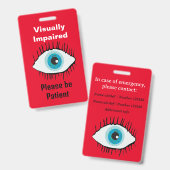 Visueel gehandicapte Lanyard Low Vision ID identif Badge (Front & Back)