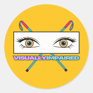 Visueel verminderde oog regenboog - gele achtergro ronde sticker