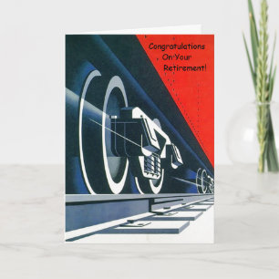 Visuele Deco Trein Pensioen Gefeliciteerd Einde Kaart