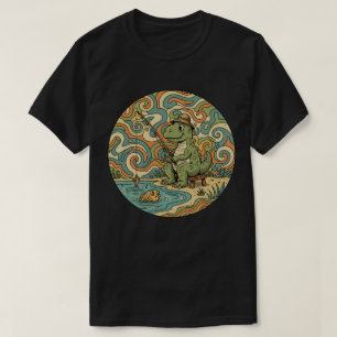 Visvangende T-Rex - Groovy Dinosaurius Hengelaar T-shirt