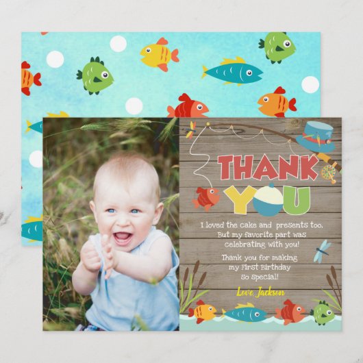 Visvangst Verjaardag Bedankt Kaarten (Voorkant / Achterkant)