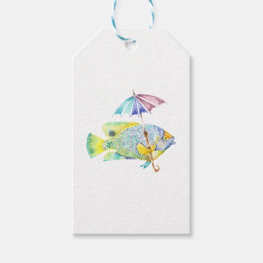 Visvis met paraplu cadeaulabel (Voorkant)